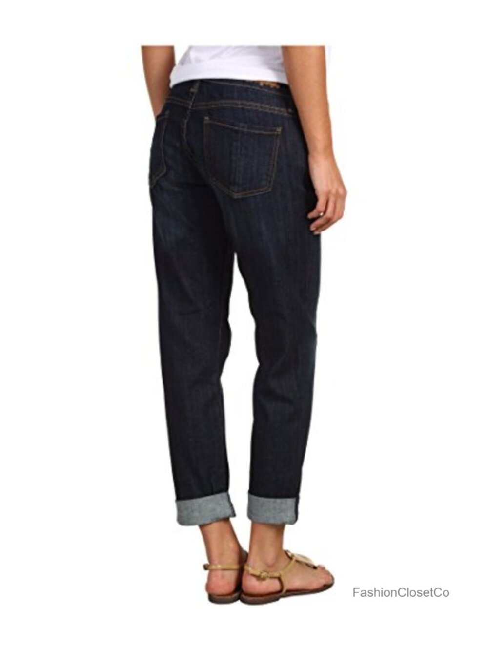 Boyfriend Jeans Mid Rise Tapered Leg Stretch Cotton 5-Pocket
